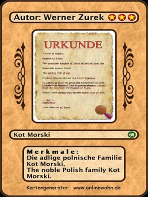 cover image of Die adlige polnische Familie Kot Morski. the noble Polish family Kot Morski.